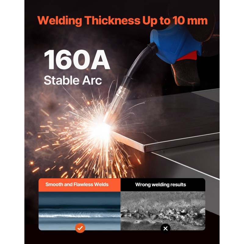 MIG-hitsauslaite 160A nelitoiminen IGBT-invertteri LCD-näyttö 10 mm materiaalille