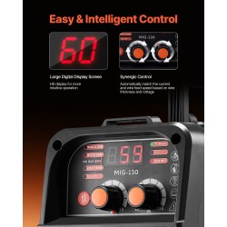 MIG-hitsauskone kolmitoiminen synerginen 130 ampeerin IGBT-invertteri digitaalinen näyttö kannettava
