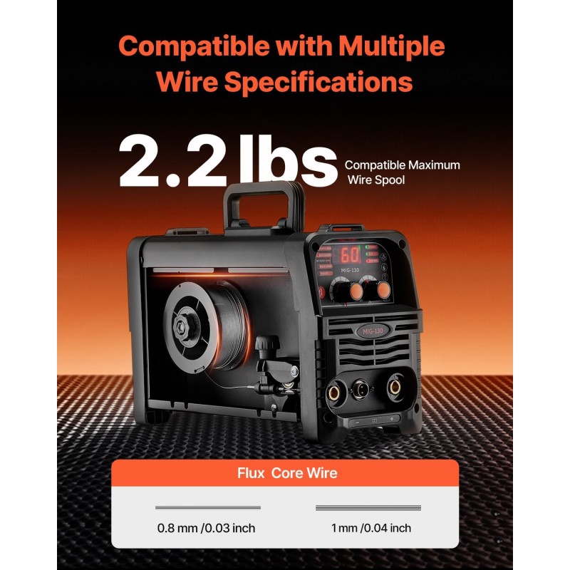 MIG-hitsauskone kolmitoiminen synerginen 130 ampeerin IGBT-invertteri digitaalinen näyttö kannettava