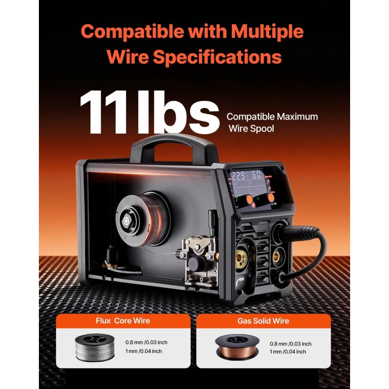 MIG-hitsauskone 4-toiminen 200 ampeeria IGBT-invertteri LCD-näyttö kaasuton ja kaasusuojattu