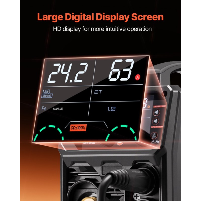 Hitsauskone viisi toimintoa 250 A IGBT-invertteri LCD-näytöllä teräkselle ja alumiinille