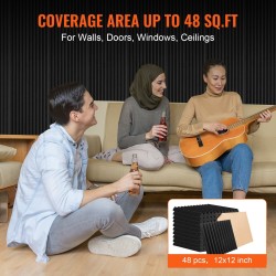 Akustiikkavaahtopaneelit 48 kpl 300 x 300 x 25 mm polyuretaanivaahto musta