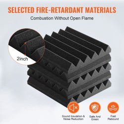 Akustiset polyuretaanivaahtopaneelit 300×300×50 mm 24 kpl itseliimautuva musta