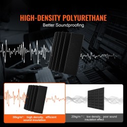 Akustiikkapaneelit korkeatiheyksinen polyuretaanivaahto 420x160x300 mm 4 kpl itseliimautuva musta