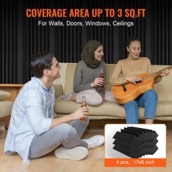 Akustiikkapaneelit korkeatiheyksinen polyuretaanivaahto 420x160x300 mm 4 kpl itseliimautuva musta