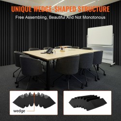 Akustiikkapaneelit korkeatiheyksinen polyuretaanivaahto 420x160x300 mm 4 kpl itseliimautuva musta