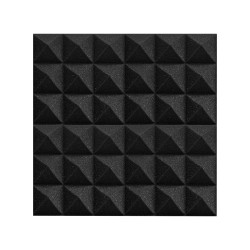 Akustiset polyuretaanivaahtopaneelit 48 kpl 300x300x50mm pyramidikuvioiset itsekiinnittyvät mustat
