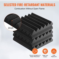 Akustiset korkeatiheyksiset polyuretaanivaahtopaneelit 36 paneelia 300x300x50 mm musta