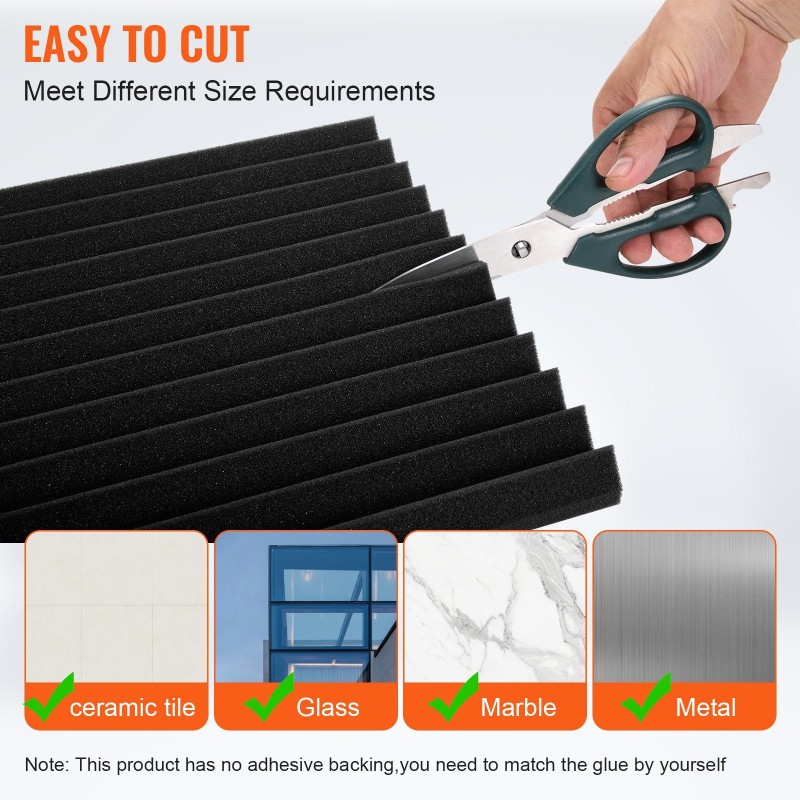 Akustiset korkeatiheyksiset polyuretaanivaahtopaneelit 52 kpl 300x300x25 mm musta paloa hidastava