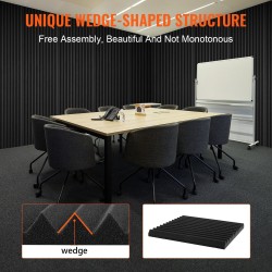 Akustiset korkeatiheyksiset polyuretaanivaahtopaneelit 52 kpl 300x300x25 mm musta paloa hidastava