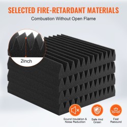 Akustiset vaahtopaneelit polyuretaanivaahto 300 x 300 x 50 mm 50 kpl musta