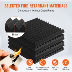 Akustiikkavaahtopaneelit polyuretaani koko 300×300×25 mm 80 kpl mustat