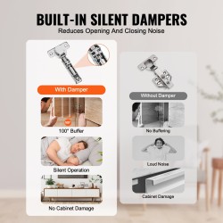 Kaapin saranat ruostumatonta terästä 60 kpl rungottomille kaapeille 100 asteen pehmeä sulkeutuminen