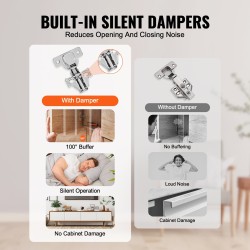 Piilosaranat ruostumatonta terästä 60 kpl pehmeästi sulkeutuvat 100 asteen avautumiskulmalla