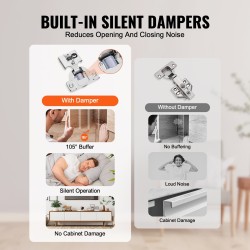 Kaapin saranat ruostumatonta terästä 40 kpl osittainen peitto pehmeästi sulkeutuva 105 asteen