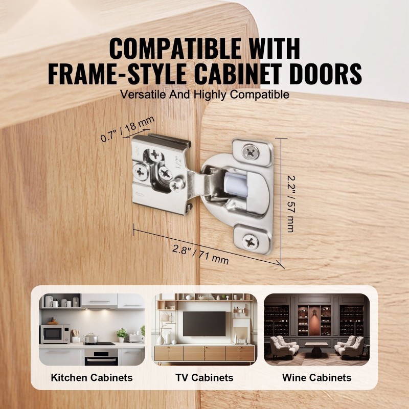 Kaapin saranat ruostumatonta terästä 50 kpl osittain peittävä vaimennettu 105 asteen avaus