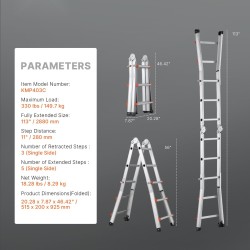 A-malliset teleskooppitikkaat alumiiniseosta täysin pidennetty 2880 mm 149,7 kg kantavuus