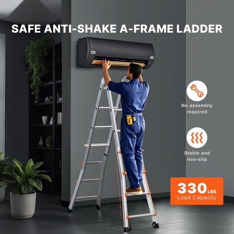 Teleskooppinen A-tyypin jatkotikas alumiinirakenteinen 5,99 m 149,7 kg kantavuus