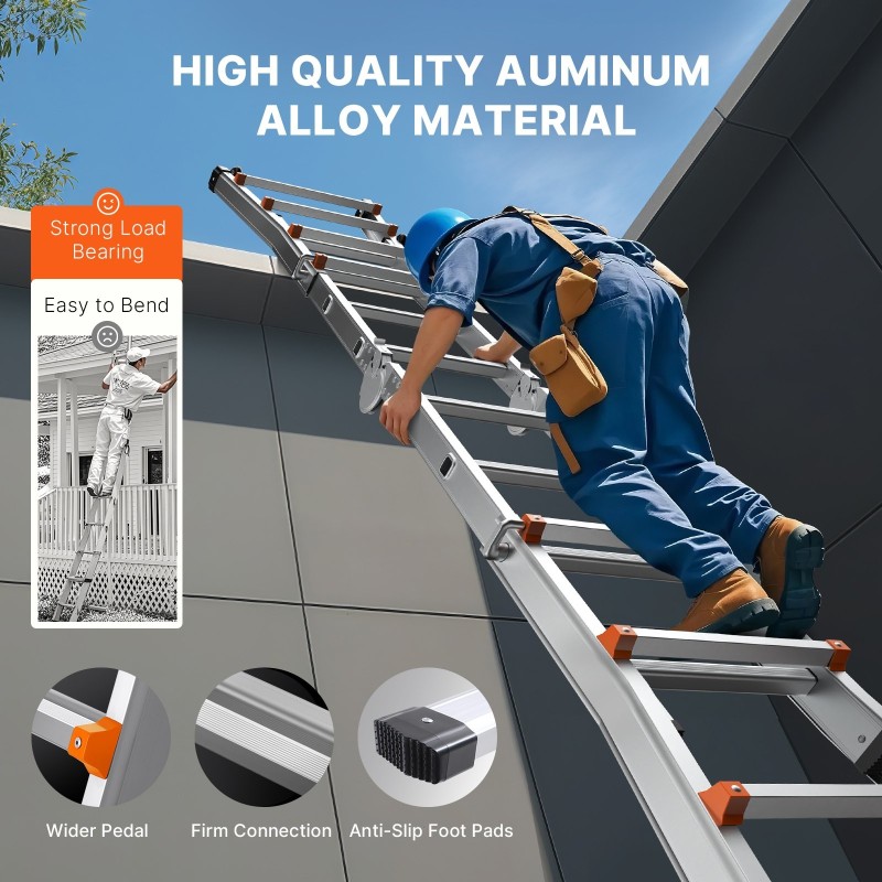 Teleskooppinen A-tyypin jatkotikas alumiinirakenteinen 5,99 m 149,7 kg kantavuus