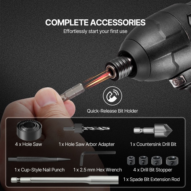 Poranterä ja ruuvikärkisarja 246-osainen puulle metallille muoville betonille lukittavalla kotelolla