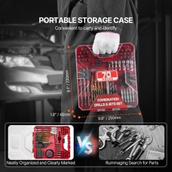 70-osainen pora- ja ruuvikärkisarja puu metalli betoni CR-V-ruuvikärjet kantolaukku