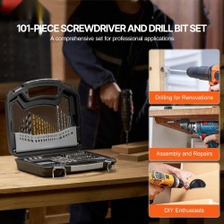 Pora- ja ruuvauskärkisarja 101-osainen teräskärjet puu metalli muuraus muovi säilytyslaukku