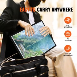 A3-kokoinen ohut LED-valopöytä piirtämiseen USB-C-liitännällä kolmitasoinen kirkkaus musta