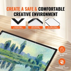 A3-kokoinen ohut LED-valopöytä piirtämiseen USB-C-liitännällä kolmitasoinen kirkkaus musta