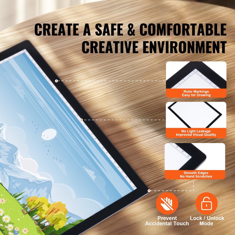 LED-valopöytä A4-kokoinen ladattava 2500mAh Type-C-portti 5-tasoinen kirkkaussäätö musta