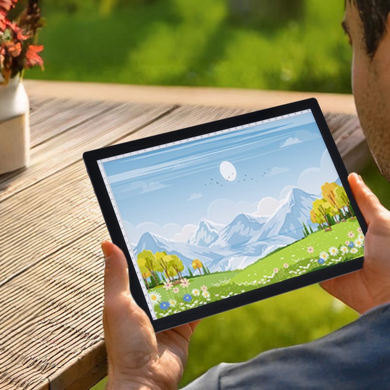 LED-valopöytä A4-kokoinen ladattava 2500mAh Type-C-portti 5-tasoinen kirkkaussäätö musta