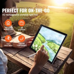 Ladattava A2-kokoinen LED-valopöytä 5200mAh 8 mm ohut musta sisäänrakenteisella ruudukolla
