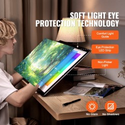 Ladattava A2-kokoinen LED-valopöytä 5200mAh 8 mm ohut musta sisäänrakenteisella ruudukolla