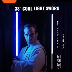 Valomiekka 38-tuumainen metallikahvalla kaksitoista värivaihtoehtoa äänitehosteilla ladattava lapsille ja aikuisille