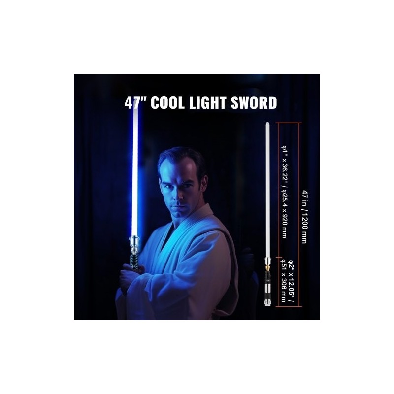 Valomiekka metallikahvainen ladattava 12 värivaihtoehtoa 16 äänitilaa aikuisille ja lapsille