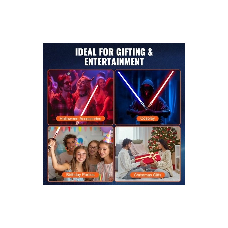 Valomiekka metallikahvainen ladattava 12 värivaihtoehtoa 16 äänitilaa aikuisille ja lapsille