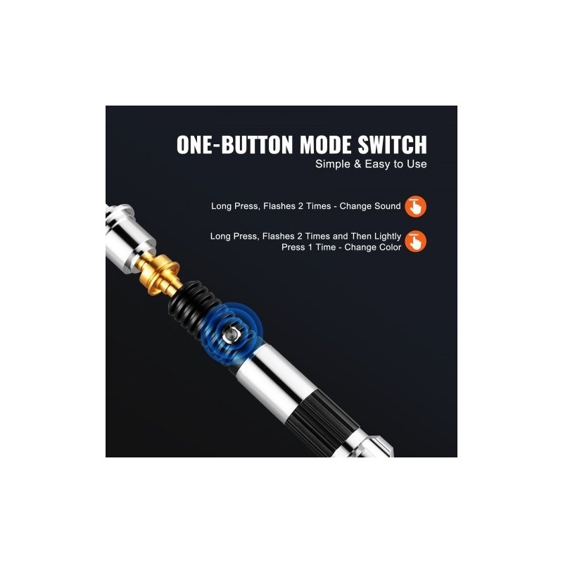 Valomiekka metallikahvainen ladattava 12 värivaihtoehtoa 16 äänitilaa aikuisille ja lapsille