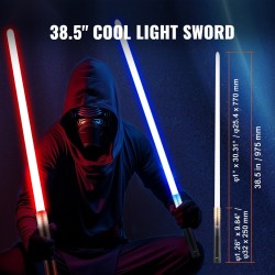 Valomiekat 2 kpl ladattavat metallikahvaiset 12 värivaihtoehtoa 4 äänitilaa