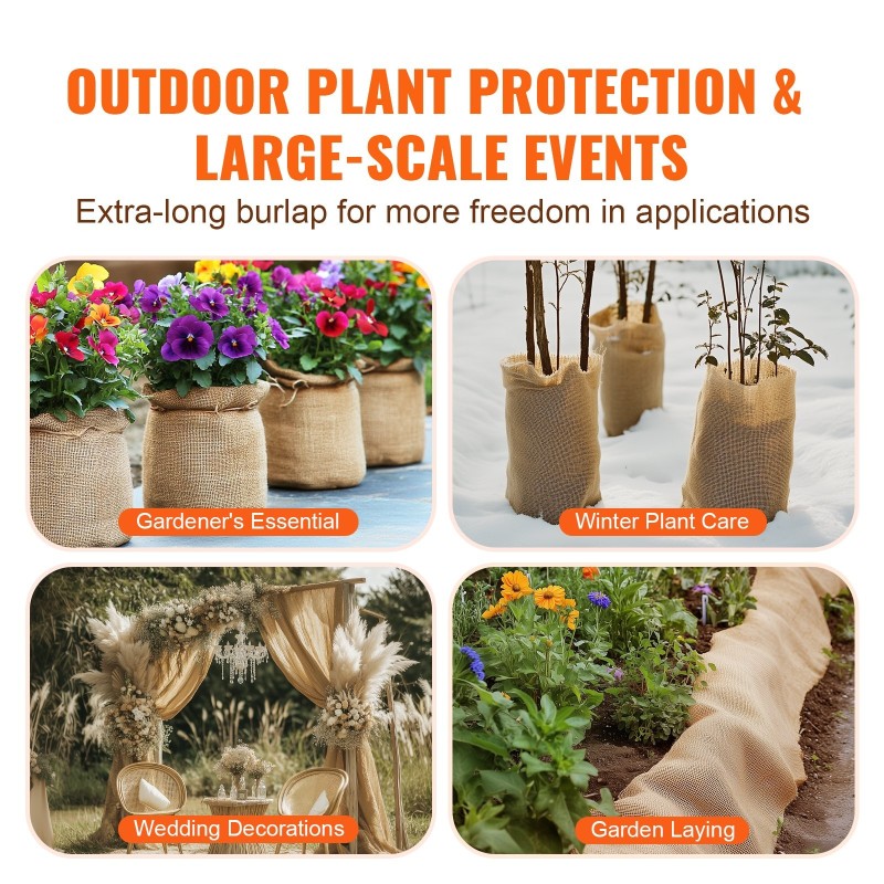 Säkkikangasrulla 100% juutti 1016 mm x 9,1 m 50x50 kudos askarteluun puutarhaan