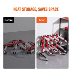 Siirtovaunujen säilytysteline teräsrunkoinen neljälle vaunulle 360 asteen kääntyvillä pyörillä