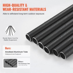 Tuulikellot alumiiniputkilla 1473 mm 6 putkea A-sävelinen musta ulkokäyttöön