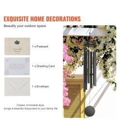 Tuulikellot alumiiniputkilla 1473 mm 6 putkea A-sävelinen musta ulkokäyttöön