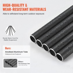 Tuulikello ulkokäyttöön 1220 mm 5 alumiiniputkea D-sävel musta