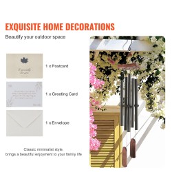 Tuulikello ulkokäyttöön 1220 mm 5 alumiiniputkea D-sävel musta