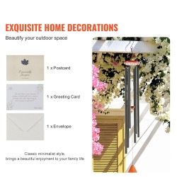 Tuulikello alumiininen 1524 mm 6 putkea A-sävel musta ulkokäyttöön