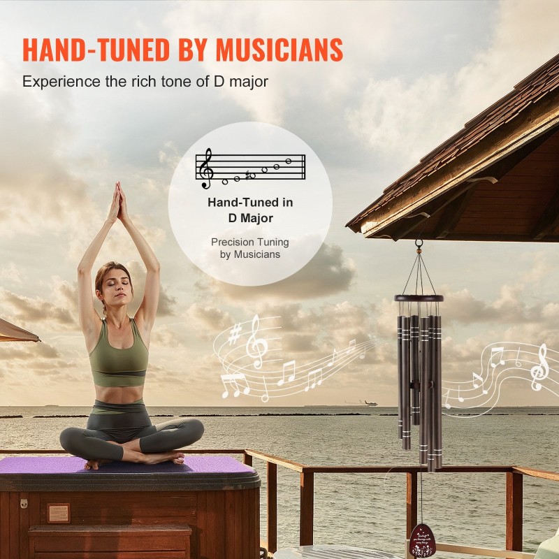 Tuulikello 1067 mm 6 alumiiniputkea syvä sointi tummanruskea ulkokäyttöön