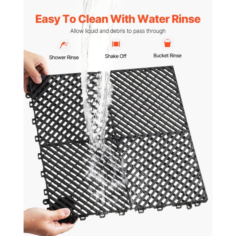 Kuivatuslaatta PP-muovi 415 x 415 mm lukittava 24 kpl musta