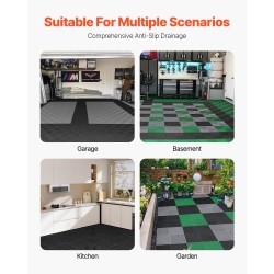 Kuivatuslaatta PP-muovi 415 x 415 mm lukittava 24 kpl musta