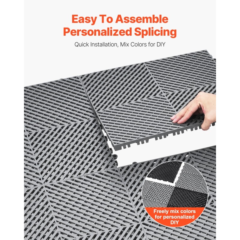 Vedenpoistomatto PP-muovi 415 x 415 mm 24 kpl harmaa