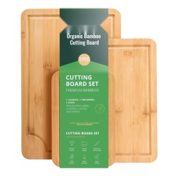 Leikkuulautasetti kolmiosainen puristetusta bambusta valmistettu viidentoista millimetrin paksu mehukourulla