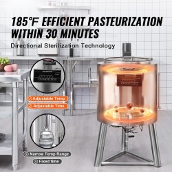 Pastörointikone viisikymmenen litran elintarvikelaatuisesta ruostumattomasta teräksestä valmistettu tarkka lämpö ja aikasäätö